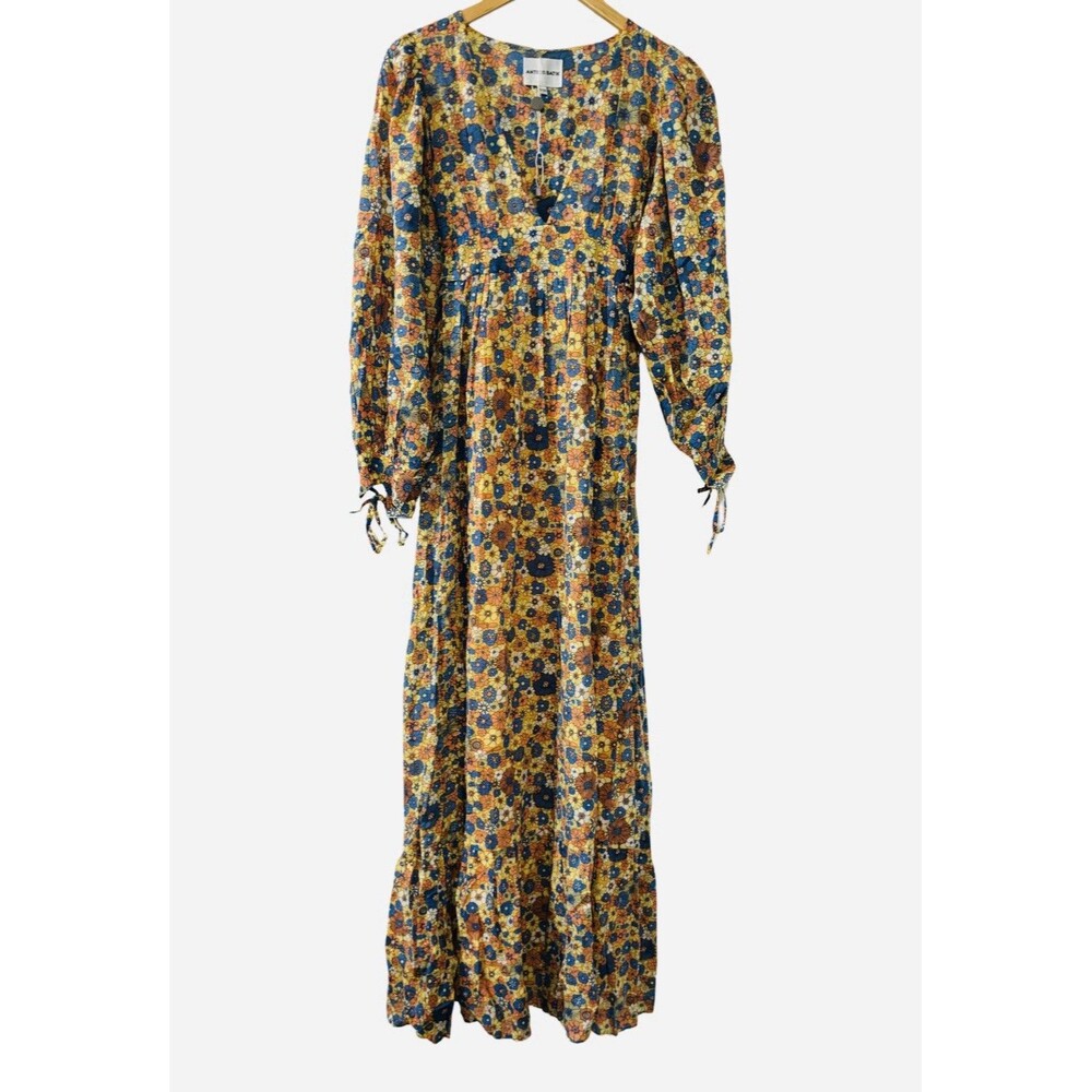 ANTIK BATIK Paolina Gathered Floral Cotton Long Sleeve Maxi Dress Size Small - Picture 4 of 8